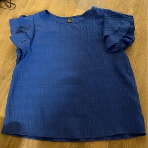 Blue Ruffled Sleeve Top